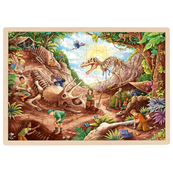 Goki Puzzle en bois Fouille dinosaures