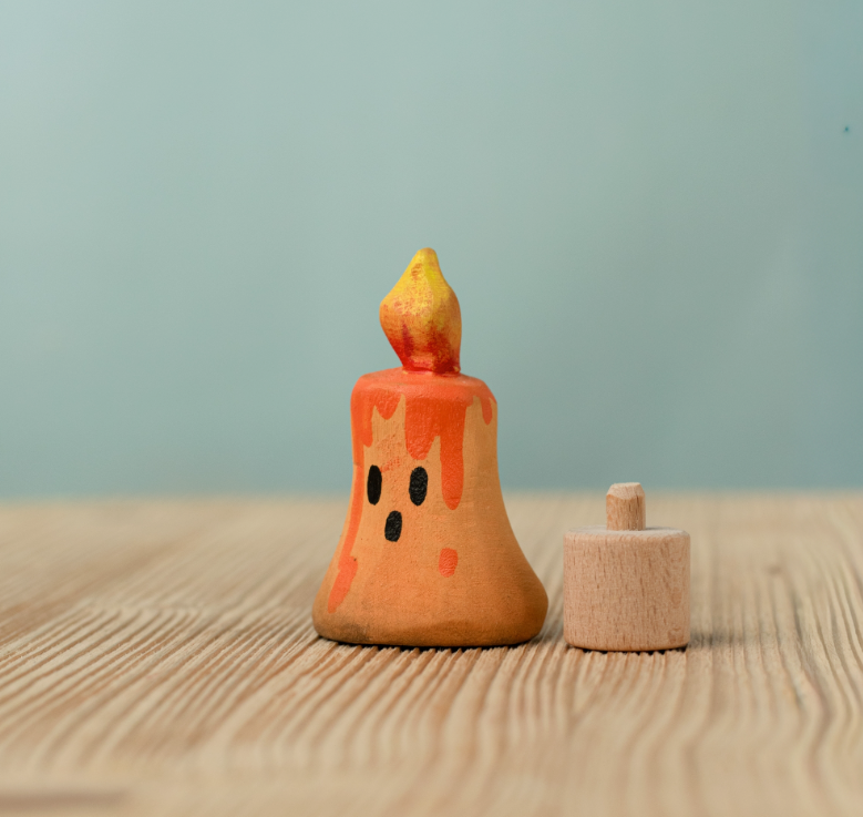 BumbuToys Houten feestkroonfiguur Magische Oranje Kaars