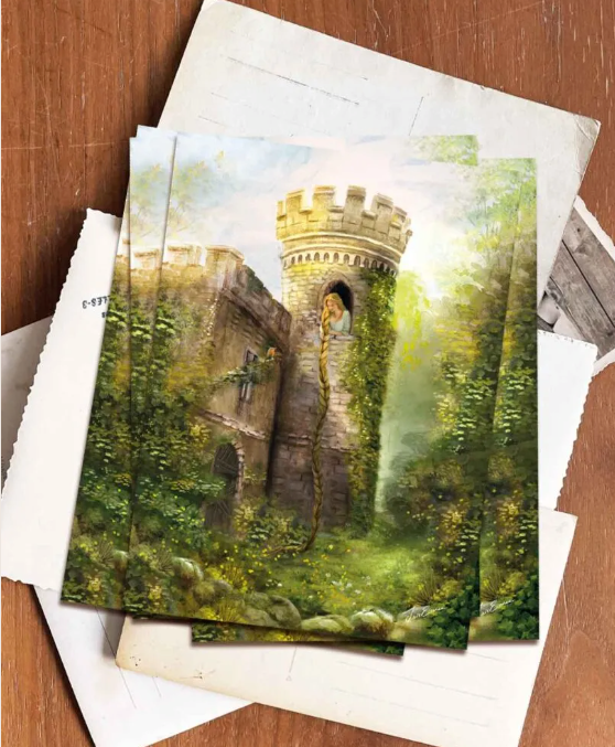 Ansichtkaart - Esther Iris - Rapunzel sprookje van de gebroeders Grimm