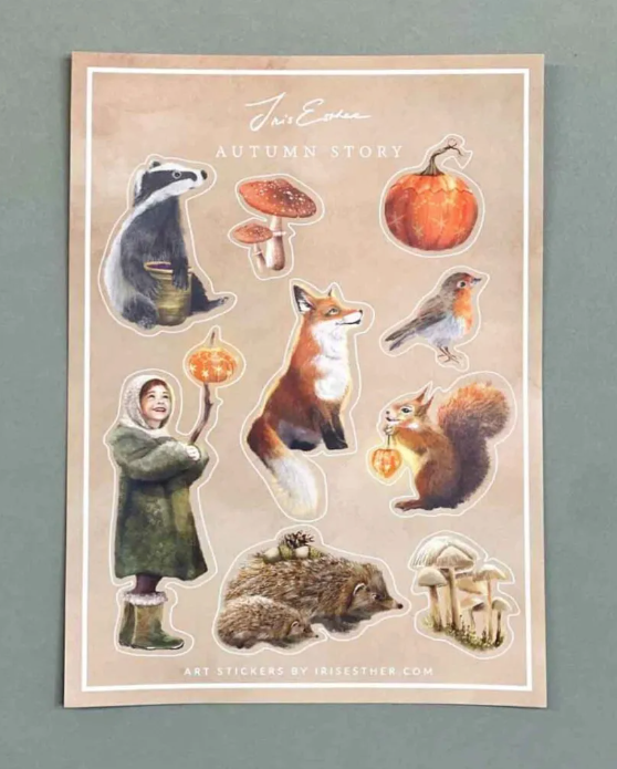 Stickerblad Autumn Stories - Illustratrice Esther Iris