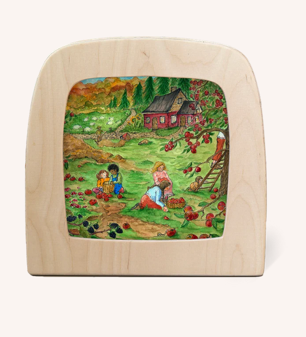 Carte à insérer pour Lampe Au fil des Saisons - Illustratrice Eentje van Margo - Red Autumn Cottage