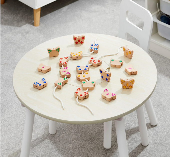Tickit Papillons en bois avec pierres brillantes à enfiler - 20 pièces