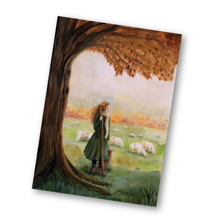 Carte postale La Bergère - Illustratrice E. Bennink