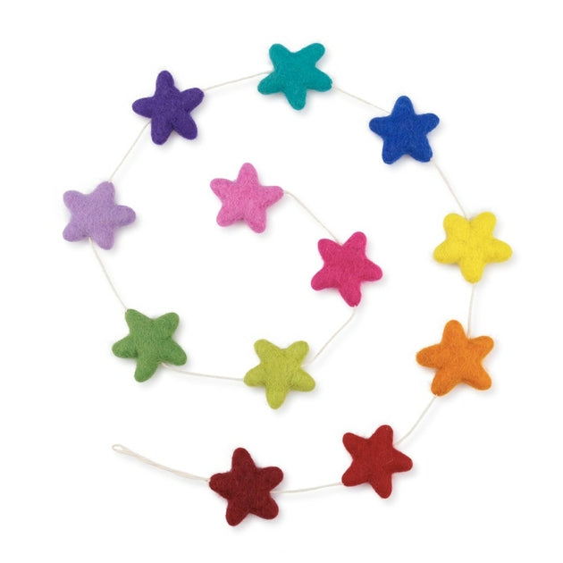 Guirlande de décoration en feutrine de laine Etoiles Multicolor