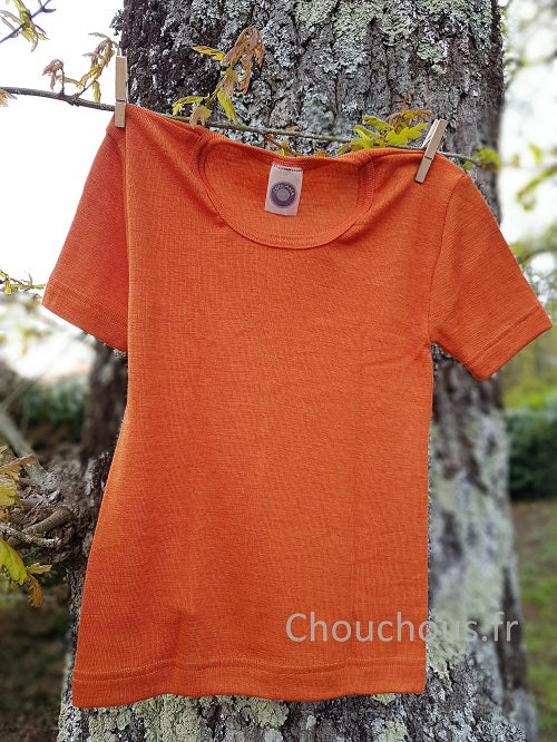 Cosilana T-shirt Enfant manches courtes Orange - Laine/soie