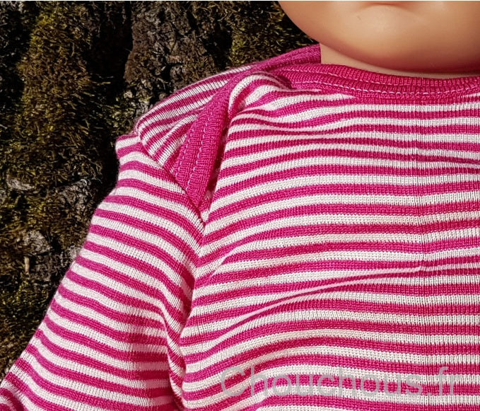 Cosilana T-shirt manches longues Rose rayé - laine/soie