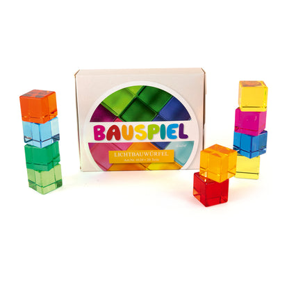 20 cubes translucides colorés Bauspiel