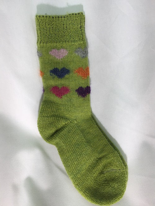 Chaussettes en laine Hirsch Enfant Vert Cœurs