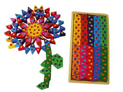 Triangles en bois colorés avec pierres brillantes 100 pièces