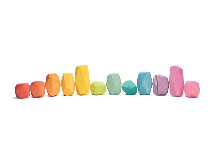 12 blocs de construction en bois colorés Ocamora