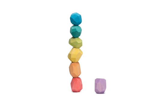 7 blocs de construction en bois colorés Ocamora