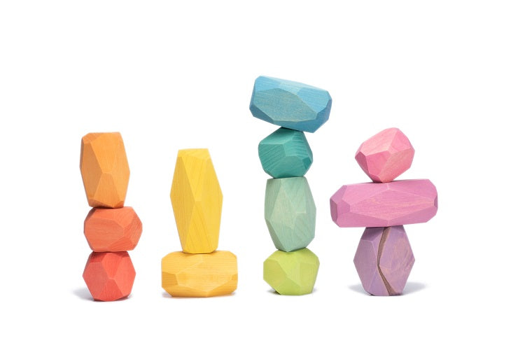 12 blocs de construction en bois colorés Ocamora