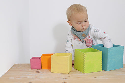 Grands cubes à empiler en bois Pastel - 6 Pièces Grimm's