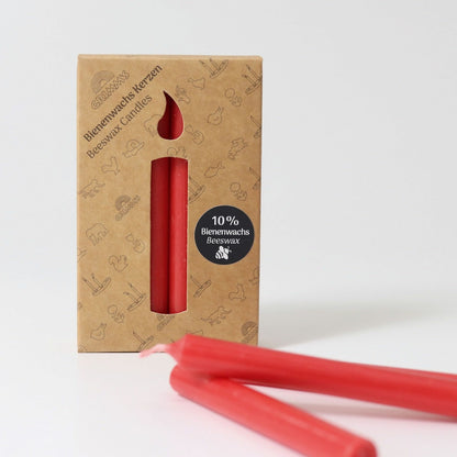 12 Bougies Rouge 10% Cire d'abeille GRIMM's