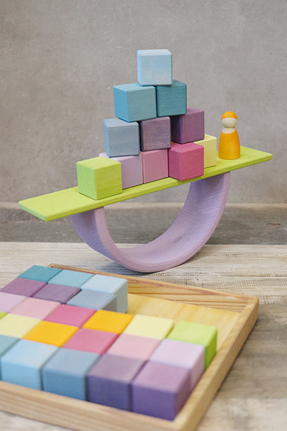 36 cubes de construction en bois - couleurs Pastel Grimm's