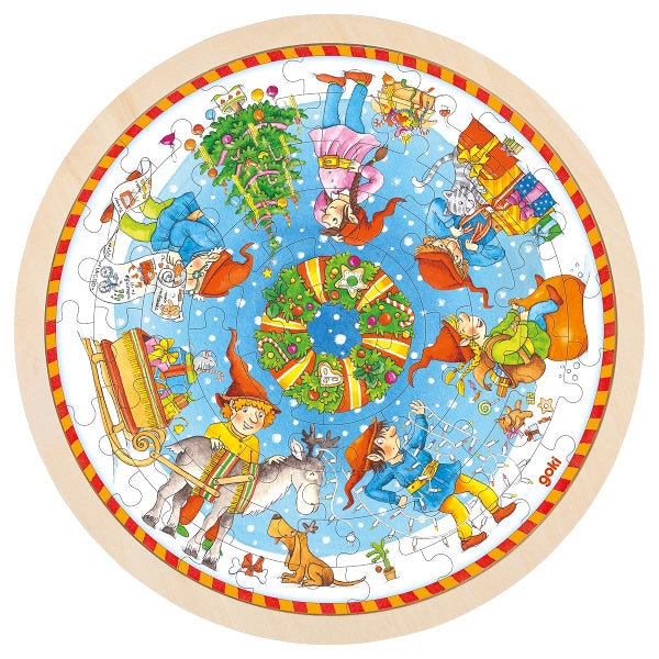 Goki Ronde houten kerstpuzzel