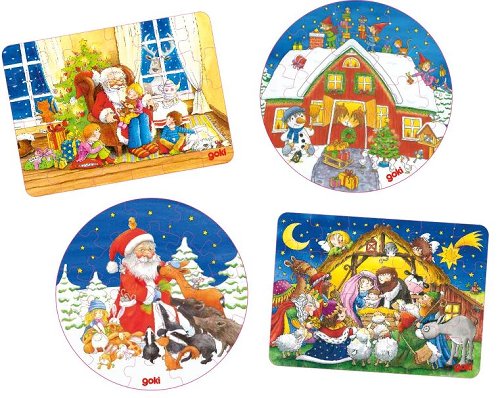 Goki Mini Puzzle de Noël en bois