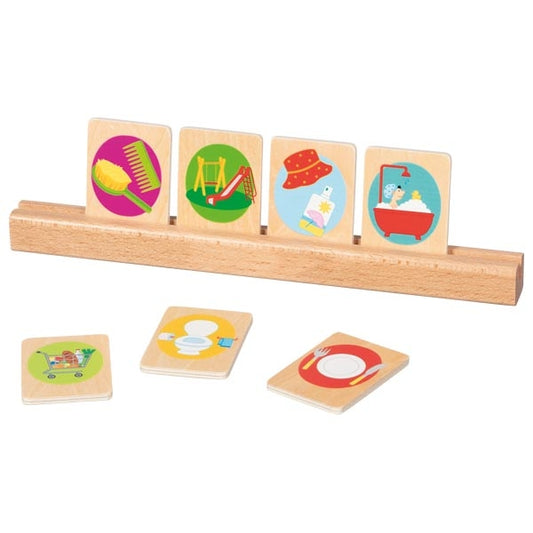 GOKI Cartes routines pour enfant, se repérer dans le temps - 22 cartes en bois
