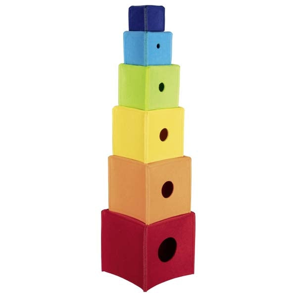 Cubes à empiler arc-en-ciel Goki