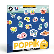 6 Cartes et 100 gommettes créatives Animaux de la Mer POPPIK