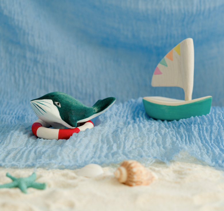 BumbuToys Houten feestkroonfiguur Walvis