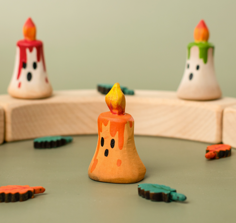 BumbuToys Houten feestkroonfiguur Magische Oranje Kaars