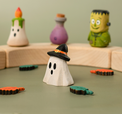 BumbuToys Houten Feestkroonbeeldje Spook Tovenaar