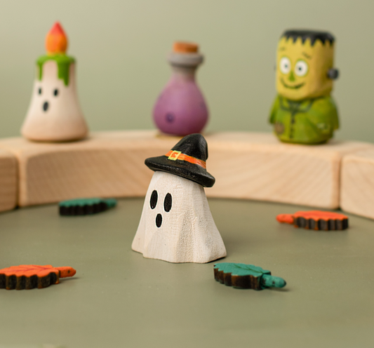 BumbuToys Houten Feestkroonbeeldje Spook Tovenaar