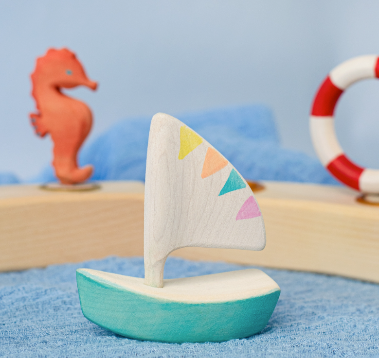 BumbuToys Houten Feestkroon Figuur Zeilschip