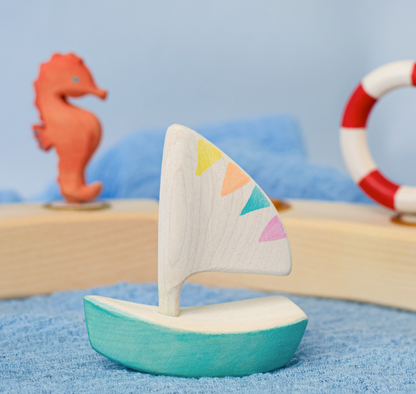 BumbuToys Houten Feestkroon Figuur Zeilschip