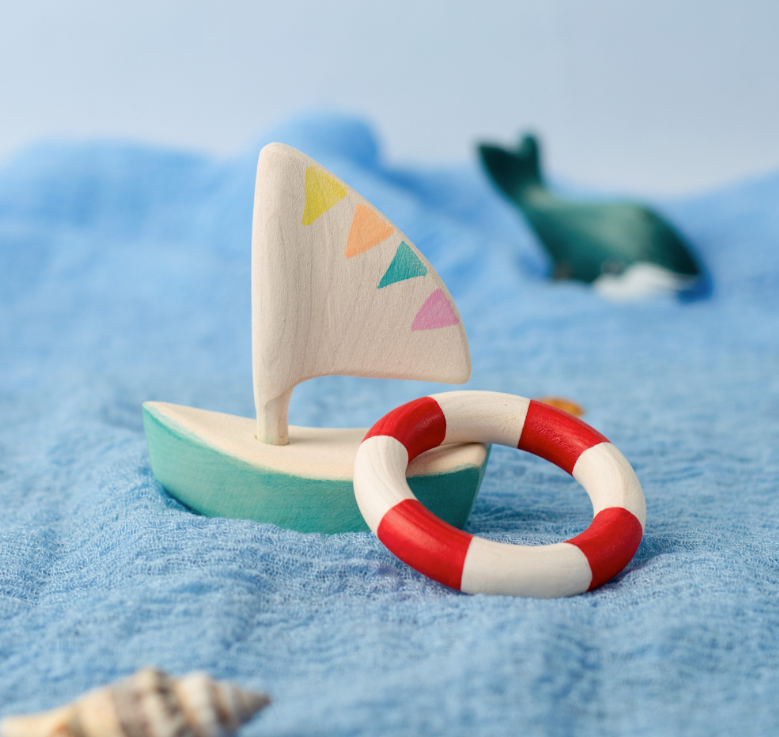 BumbuToys Houten Feestkroon Figuur Zeilschip