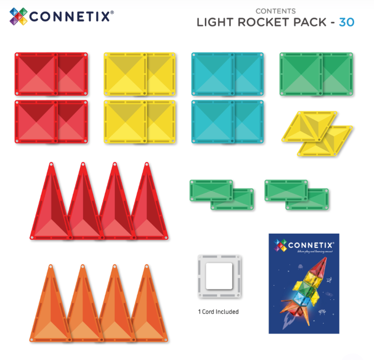 Connetix Light Rocket - Lichtraket magnetisch speelgoed - 30 stuks