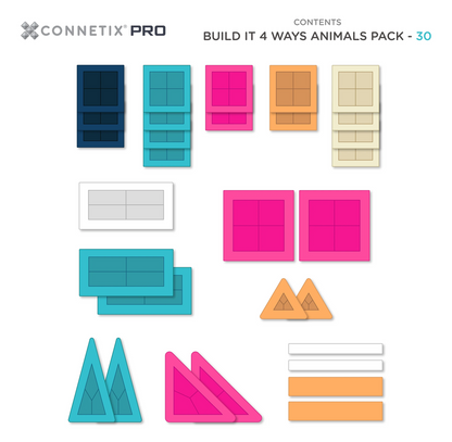 CONNETIX PRO Animaux à construire - 30 pièces