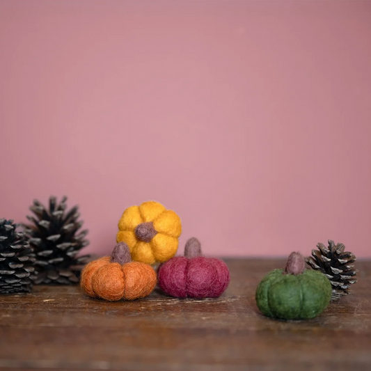 Kleine pompoen van wolvilt - Groen