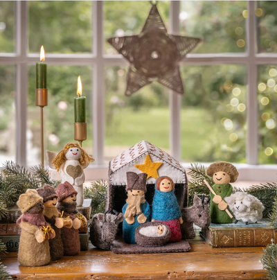 Crèche de Noël en feutrine de laine Couleur