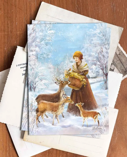 Ansichtkaart - Esther Iris - The Deer Feeder