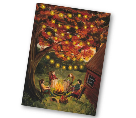 Carte postale Ambiance feu de camp - Illustratrice E. Bennink
