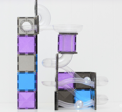 Connetix Circuit à billes Galaxy - 59 pièces pailletées et 2 balles lumineuses
