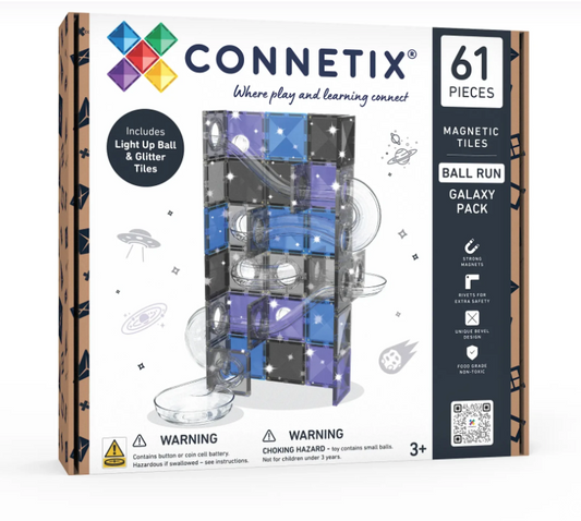 Connetix Circuit à billes Galaxy - 59 pièces pailletées et 2 balles lumineuses