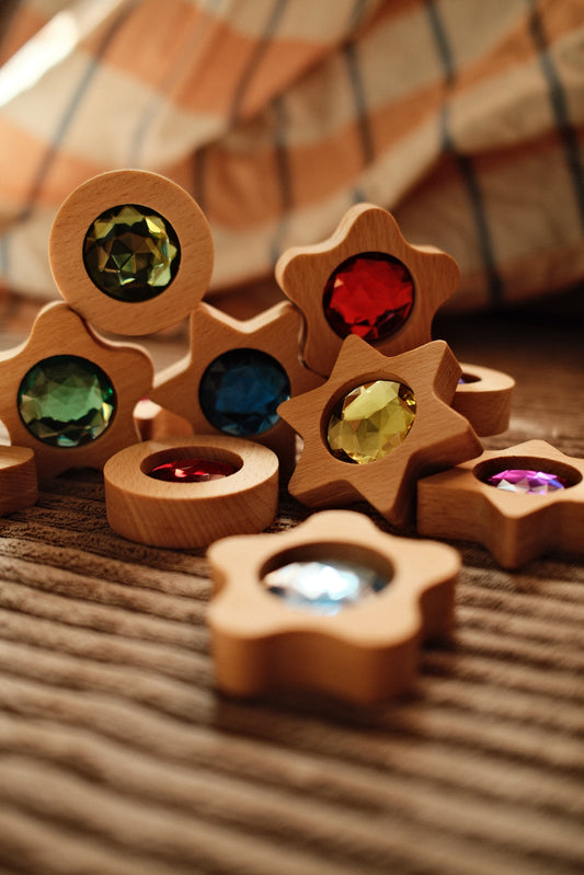 Bauspiel Fonkelstenen in diverse vormen – Set van 8