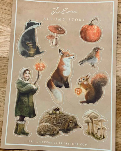 Stickerblad Autumn Stories - Illustratrice Esther Iris