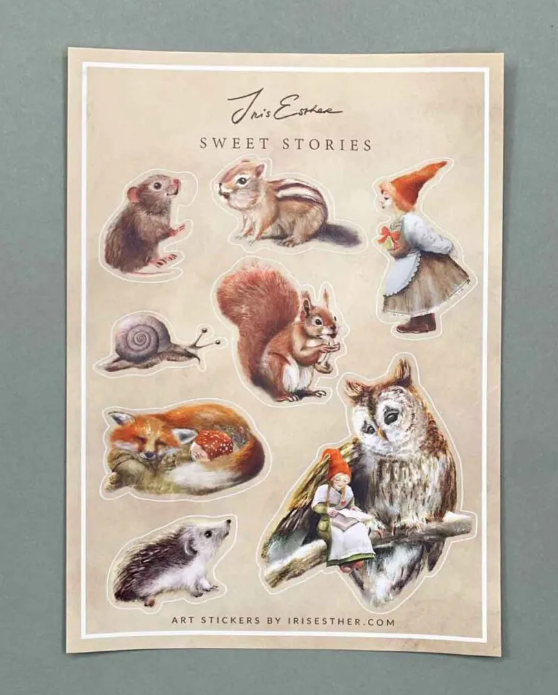 Sweet Stories-stickerblad - Illustratrice Esther Iris