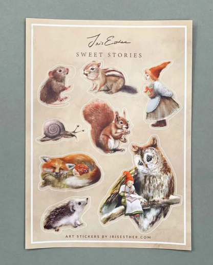 Sweet Stories-stickerblad - Illustratrice Esther Iris