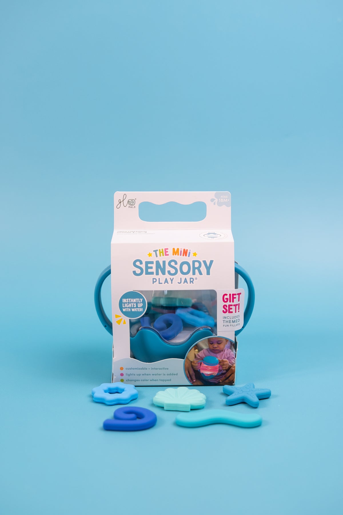 Glo Pals Mini Bouteille sensorielle Bleue avec Fillers