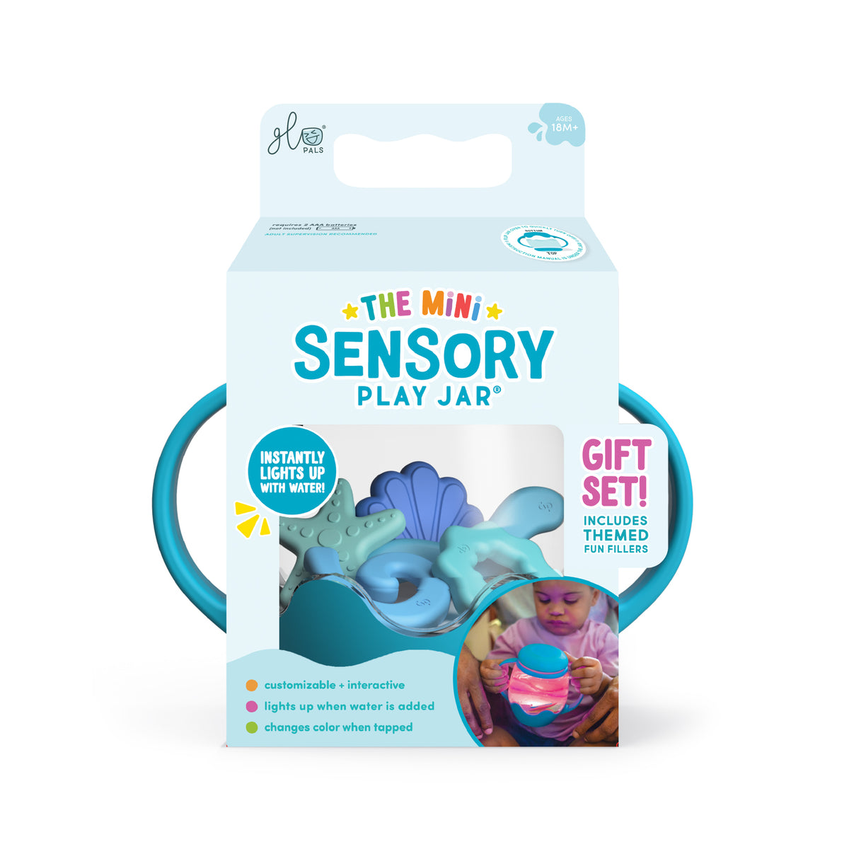 Glo Pals Mini Bouteille sensorielle Bleue avec Fillers