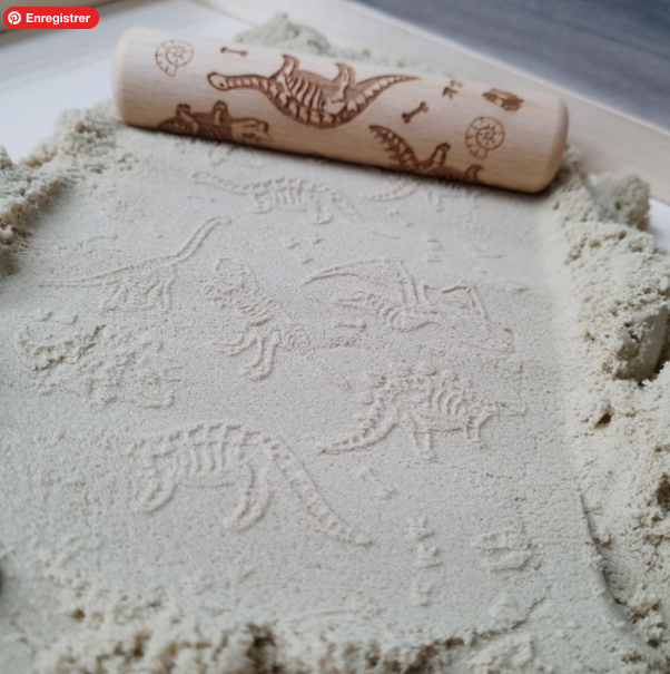 Kiddi Rouleau tampon en bois Dino