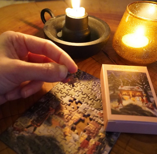 Mini-puzzel Winterviering - 99 stukjes Illustratrice E. Bennink