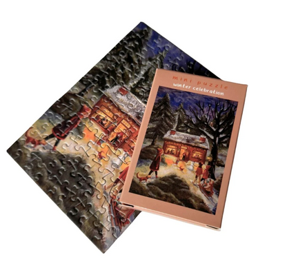 Mini-puzzel Winterviering - 99 stukjes Illustratrice E. Bennink