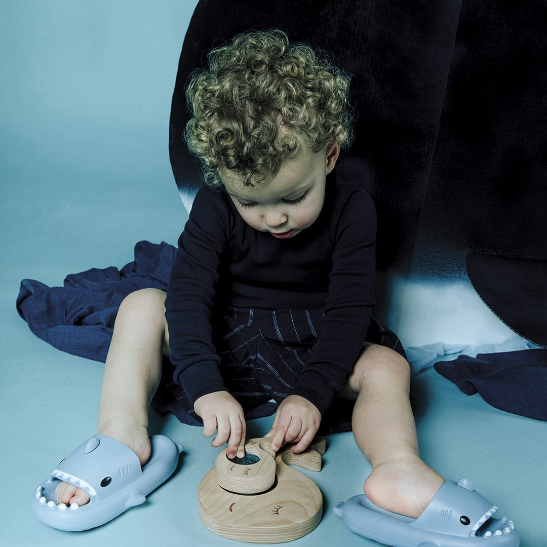 Petit Boum Jouet sensoriel en bois Baleine et son petit