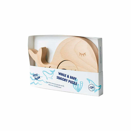 Petit Boum sensorisch houten speelgoed Walvis en zijn kleintje
